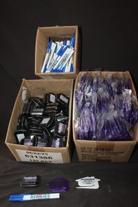lot 35 image: Large quantity of promotional breath mints, ink pens and letter openers