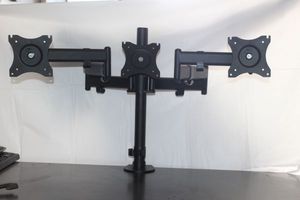 lot 77 image: Triple monitor desk mount stand with Articulating arms