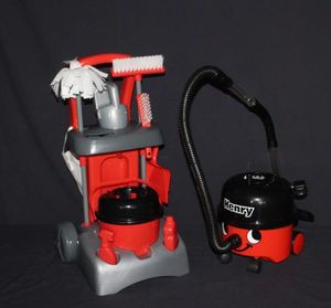 lot 92 image: Casdon Little Helper Deluxe Henry Cleaning Trolley and Casdon Little Henry Vacuum Cleaner