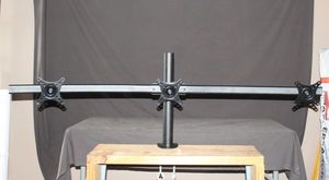 lot 96 image: Triple&nbsp monitor desk mount stand with Stationery arms