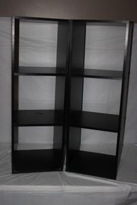 lot 129 image: Two Black wood Cube Shelves, 12x12x30