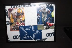 lot 143 image: Framed football collage, Cowboys with several autographs