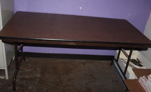 lot 236 image: Wood top folding table approx 3-4ft