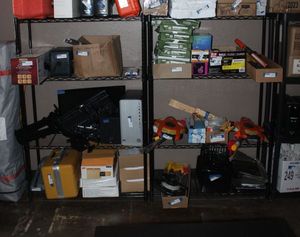 lot 238 image: Two 4ft tall Black 4 Shelf metro racks CONTENTS NOT INCLUDED