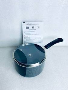 lot 8 image: New Open Box Cook N Home Nonstick Aluminum Sauce Pan with Glass Lid 2-Qt, Black, 02582 - As Shown