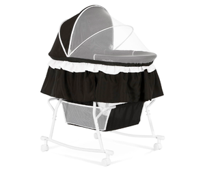 lot 9 image: Dream On Me Lacy Portable 2-in-1 Bassinet & Cradle, Black - In Condition As Shown - (READ)