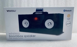 lot 18 image: New Vivitar Wireless Boombox Speaker LED Light Display, Black - As Shown