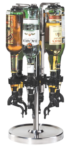 lot 17 image: OGGI Professional 6 Bottle 21 Tall Revolving Liquor Dispenser, Stainless Steel - In Condition As Shown - (READ)