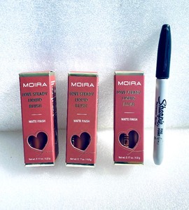 lot 34 image: Lot Of 3 - New Moira Love Steady Liquid Blush Matte Finish, #08 Best Friend, 0.17 oz. Each - As Shown