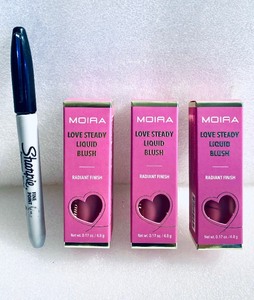 lot 36 image: Lot Of 3 - New Moira Love Steady Liquid Blush Radiant Finish, #06 Idealy, 0.17 oz. Each - As Shown