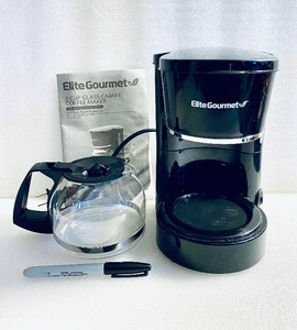 lot 38 image: Elite Gourmet 5 Cup Glass Carafe Coffee Maker, Black - In Condition As Shown - (READ)