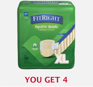 lot 47 image: Lot Of 4 - New Open Box Medline FitRight OptiFit Briefs For XL Waists 56-64, 80 Total Count - As Shown - (READ)