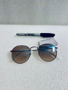 lot 78 image: New With Tags West Loop Sunglasses 61899CAL401 Round Silver Frame Mirrored Lens - As Shown