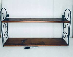lot 154 image: Wooden Shelf With Metal Frame, 26 x 15 x 5 12 - In Condition As Shown