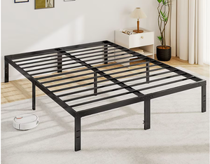 lot 179 image: Sweetcrispy 14-Inch High Queen Black Metal Bed Frame - In Condition As Shown - (READ)