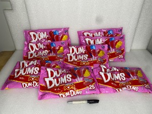 lot 197 image: Lot Of 8 - New Dum Dums Heart Pops With Writable To & From Wrappers, 200 Heart Pops Total - As Shown - (READ)
