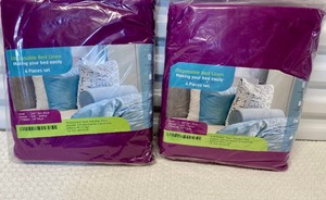 lot 212 image: Lot Of 2 Disposable 4Pc King Size Bed Linen Set - In Condition As Shown