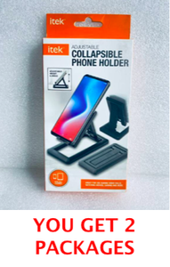 lot 243 image: Lot Of 2 - New Itek Adjustable Collapsible Phone Holder, Black - As Shown