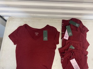 lot 376 image: Lot Of 6 - Wild Fable Size Small Shirts, Berry Maroon - In Condition As Shown
