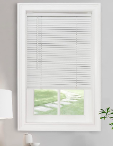 lot 391 image: New Cordless GII Morningstar 1 Vinyl Mini Blind, 38 W x 64 L, Pearl White - As Shown