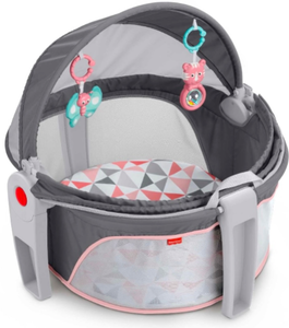 lot 395 image: New Other Fisher-Price On-The-Go Infant Portable Bassinet WToys, Rosy Windmill - As Shown