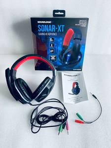 lot 402 image: New SoundLogic XT Sonar-XT LED Gaming Headphones With Microphone - As Shown