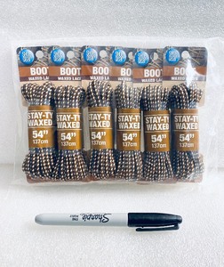 lot 414 image: Lot Of 6 - New With Tags Shoe Gear 2 Pairs 54 Boot Waxed Brown Laces, 6 Pairs Total