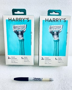 Lot Of 2 - New HARRY'S TROPICAL GREEN Razor Handle + 2 / 5-Blade Cartridges - As Shown