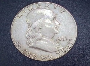 lot 5 image: 1963 Silver Franklin Liberty Half Dollar