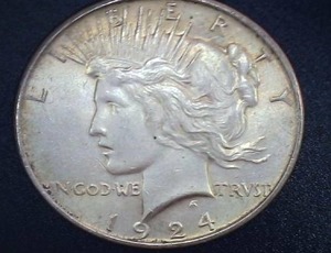 lot 11 image: 1924 Silver Peace Dollar