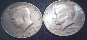lot 17 image: Two - 1974 Kennedy Half Dollars