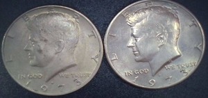 lot 39 image: Two Coins - 1973 Kennedy Half Dollar