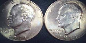 lot 40 image: Two - 1971 Eisenhower Dollar Coins