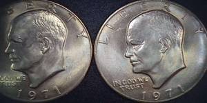 lot 43 image: Two - 1971 Eisenhower Dollar Coins