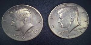 lot 50 image: Two Coins - 1971 Kennedy Half Dollar