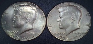 lot 57 image: Two Coins - 1776-1976 Kennedy Half Dollar