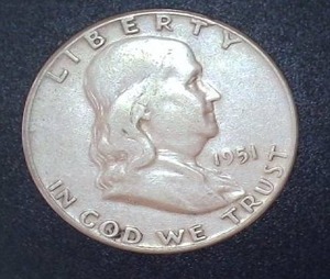 lot 91 image: 1951 Silver Franklin Liberty Coin