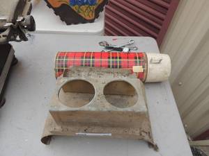 lot 65 image: Vintage thermous and drink holder for vehicle