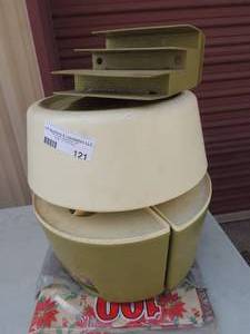 lot 121 image: Canister Set on Lazy Susan  Avocado Correll container plus vintage