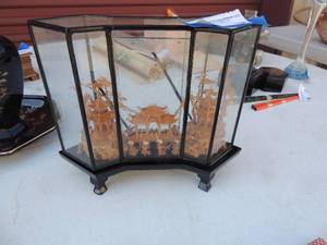 lot 135 image: Asian cork carved 3D Diorama  Pagoda amazing detail