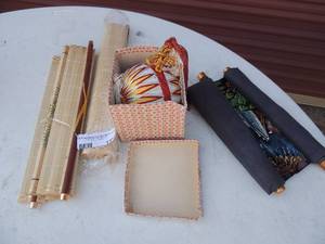 lot 137 image: JAPANESE PAINTING ON BAMBOO , TAPESTRY W PAGODA