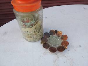 lot 148 image: Jar of S& H green stamps and coin ashtray