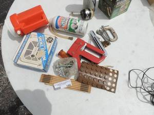 lot 180 image: Tools folding yard stick, stapler, C clamp, compass