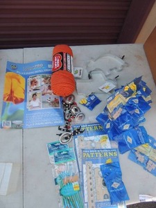 lot 381 image: wood craft patterns, Sponge, sticks, key chains, and cake molds