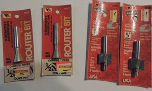 lot 422 image: Router bits 12  dovetail x2  14 rabbiting