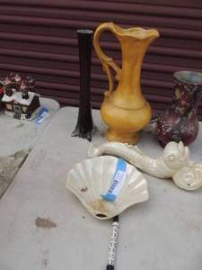 lot 491 image: vases x 3 and a shell dish