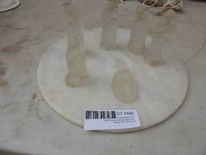 lot 488 image: Frosted glass nativity 5 pieces on marble base