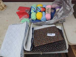 lot 497 image: Quilted fabric, yard, and plastic mesh
