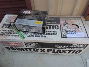 lot 585 image: Painters plastic 9 x 40 and exterior screws 1 58 1 pound boxes x 3