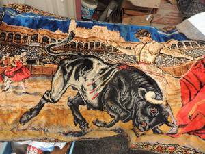 lot 601 image: vintage bullfight tapestry